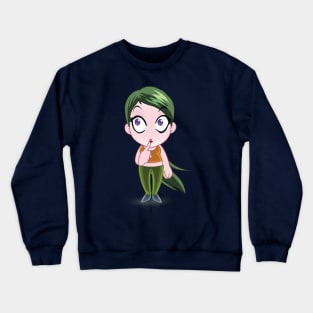 green hair beautiful girls - cartoon character for young girls (choose your twin) Crewneck Sweatshirt